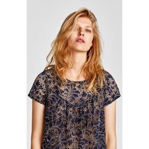 Zara Two Toned Lace Top - Size XS